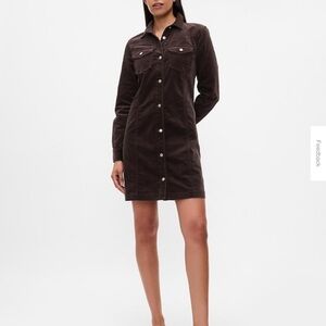 Gap **black** velvet mini shirtdress, 4